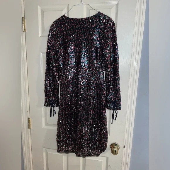 New Antik Batik Lazer Lace-up Sequin Tulle Mini Dress 🪩 SZ 6 NWT! - Picture 12 of 16